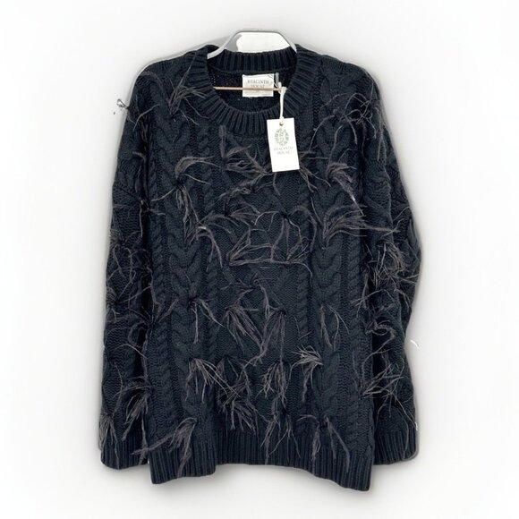 Hyacinth House by Tuckernuck Black Talulah Feather Sweater XXL 2XL Crew Pullover - Picture 2 of 7